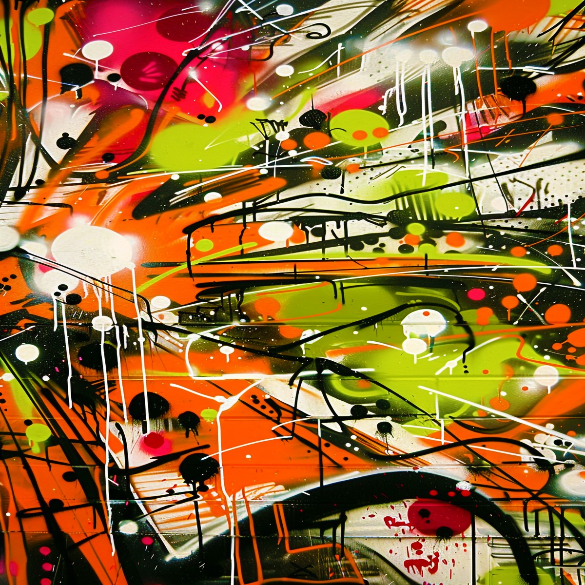Neon Splatter Symphony: Urban Graffiti Art