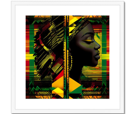 Abstract Red and Green Black Queen Fusion Framed & Mounted Print