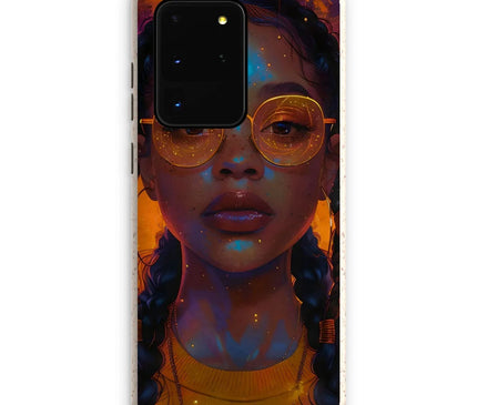 Solar Flare Radiant Soul  Beautiful Black Girl  Eco Phone Case - D'Sare