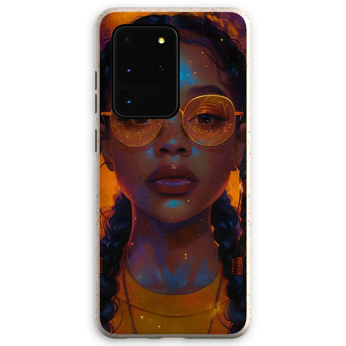 Solar Flare Radiant Soul  Beautiful Black Girl  Eco Phone Case - D'Sare