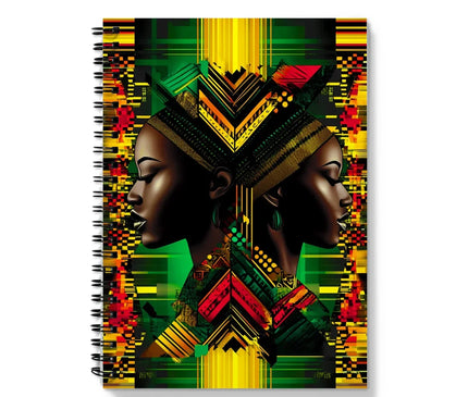 African Print Red Green Yellow Twin Energy  Notebook - D'Sare