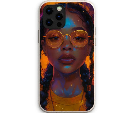 Solar Flare Radiant Soul  Beautiful Black Girl  Eco Phone Case - D'Sare