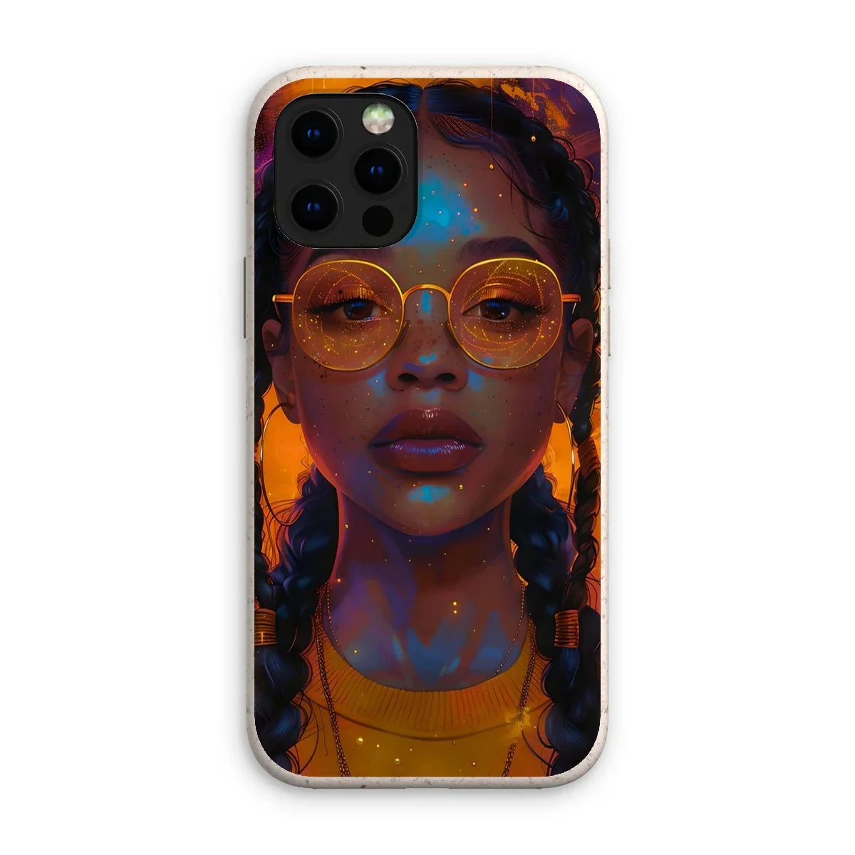 Solar Flare Radiant Soul  Beautiful Black Girl  Eco Phone Case - D'Sare