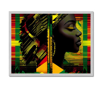 Abstract Red and Green Black Queen Fusion Antique Framed Print