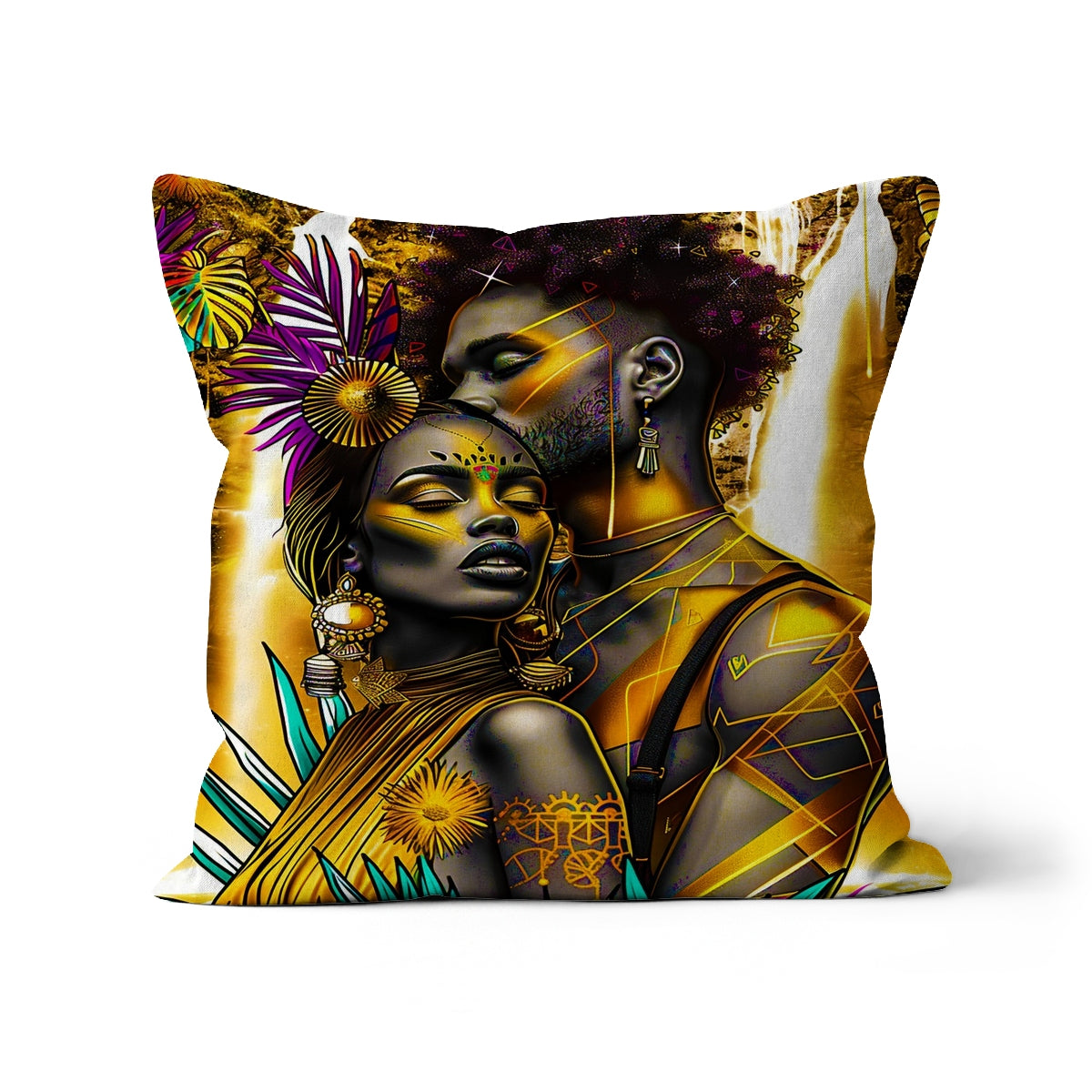 Golden Embrace Majestic Love Waterfall Cushion - D'Sare