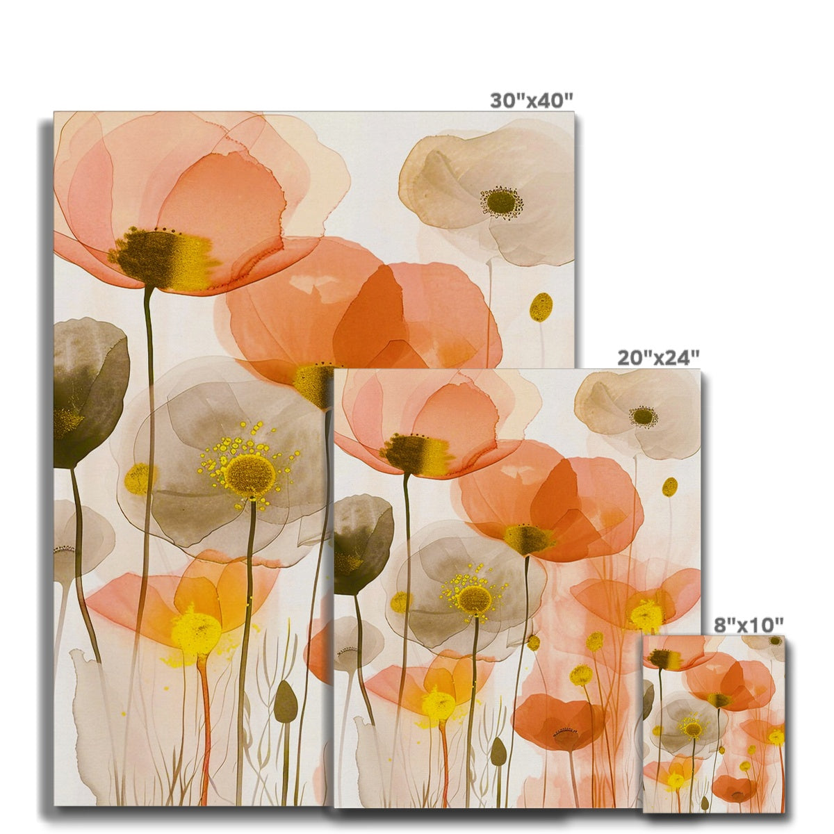 Poppy Echoes Golden Peach Escape 06 Eclectic Art Canvas - D'Sare