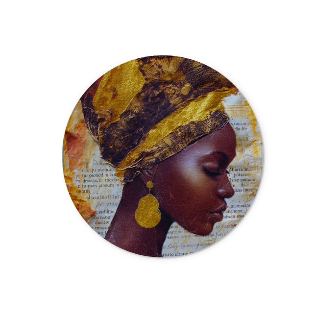 Elegant African Woman Portrait with Gold Headwrap Glass Chopping Board by Prodigi