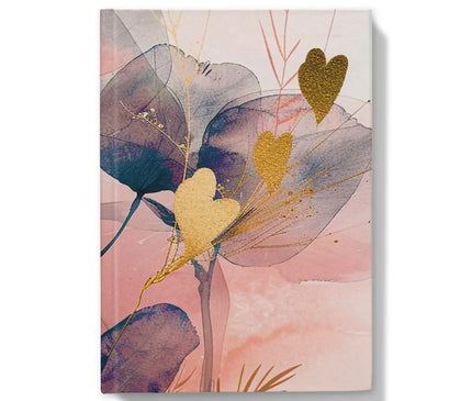 Peachy Blue Golden Flora Escape  Hardback Journal - D'Sare