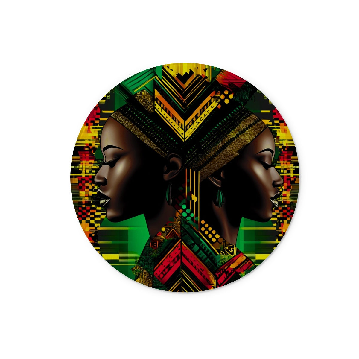 African Print Red Green Yellow Twin Energy  Glass Chopping Board - D'Sare