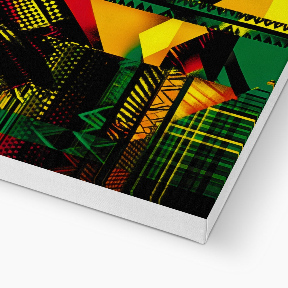 Abstract Red and Green Black Queen Fusion Canvas