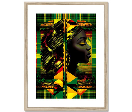 Abstract Red and Green Black Queen Fusion Framed & Mounted Print