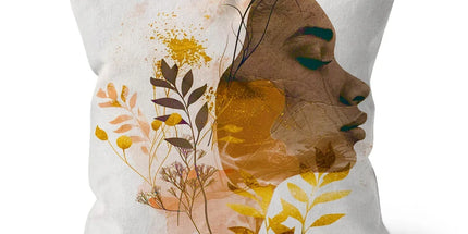 Golden Harmony Silhouette 06 Cushion by Prodigi