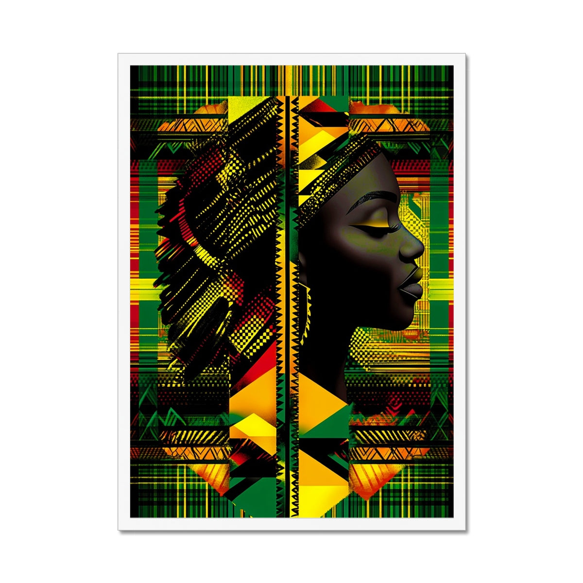 Abstract Red and Green Black Queen Fusion Framed Print