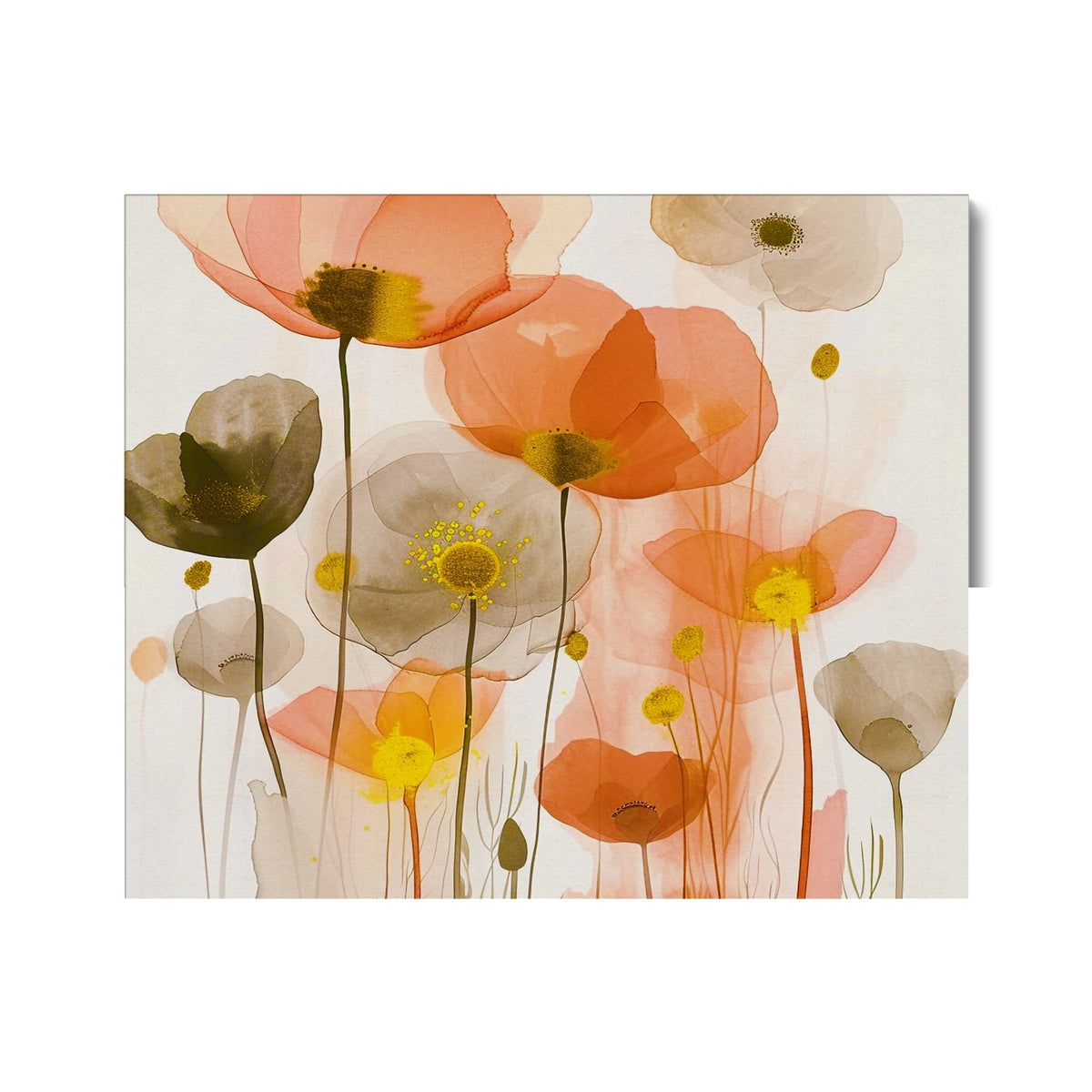 Poppy Echoes Golden Peach Escape 06 Eclectic Art Canvas - D'Sare