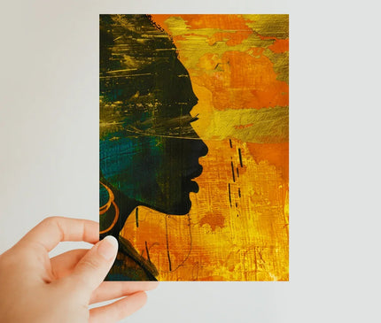 Golden Afrocentric Silhouette Classic Postcard - D'Sare