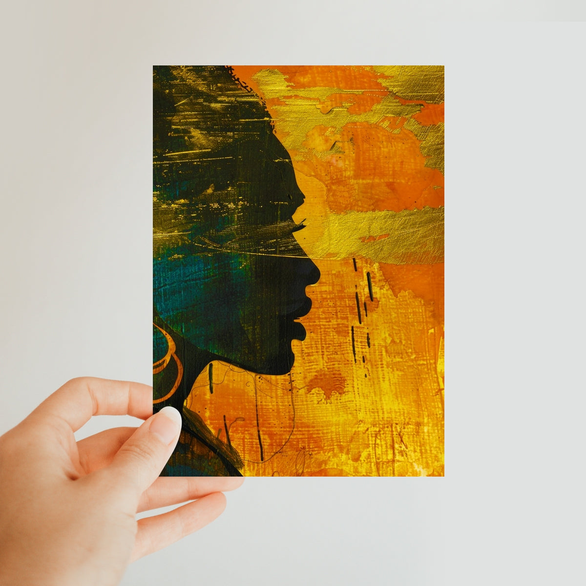 Golden Afrocentric Silhouette Classic Postcard - D'Sare