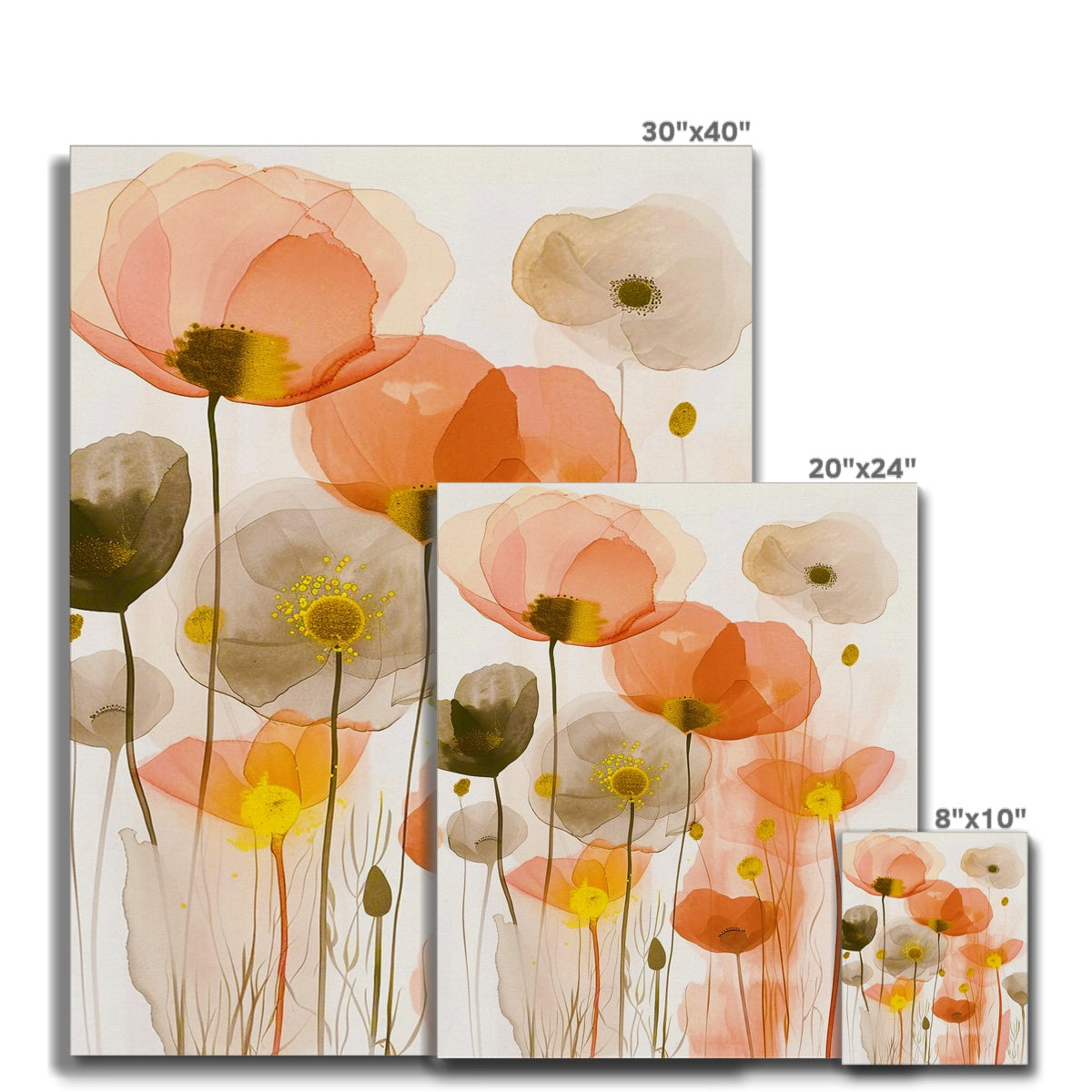 Poppy Echoes Golden Peach Escape 06 Eclectic Art Canvas - D'Sare