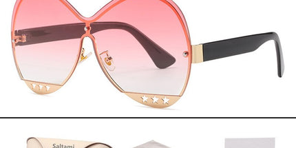 Gradual Color Runway Sunglasses Female Fashion Hollowed Out Five-Star Metal Trend Sunglasses