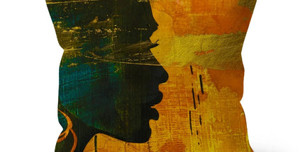 Golden Afrocentric Silhouette Cushion by Prodigi