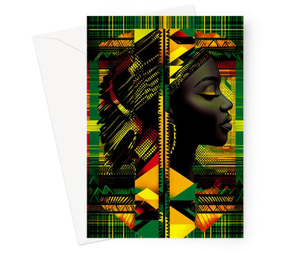 Abstract Red and Green Black Queen Fusion Greeting Card