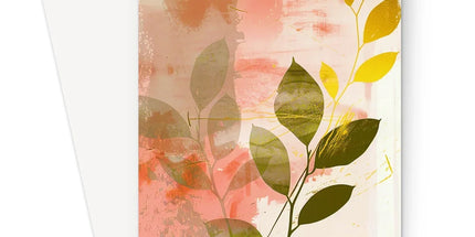 Peach Golden Leafy Escape 06 Eclectic Art Greeting Card by Prodigi