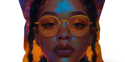 Solar Flare Radiant Soul Beautiful Black Girl Cushion by Prodigi