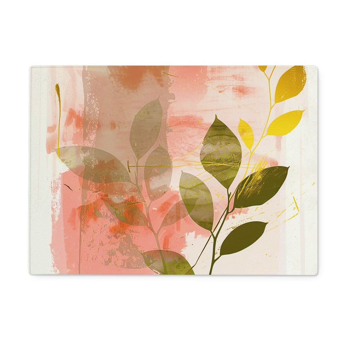 Peach Golden Leafy Escape 06 Glass Eclectic Art Chopping Board - D'Sare