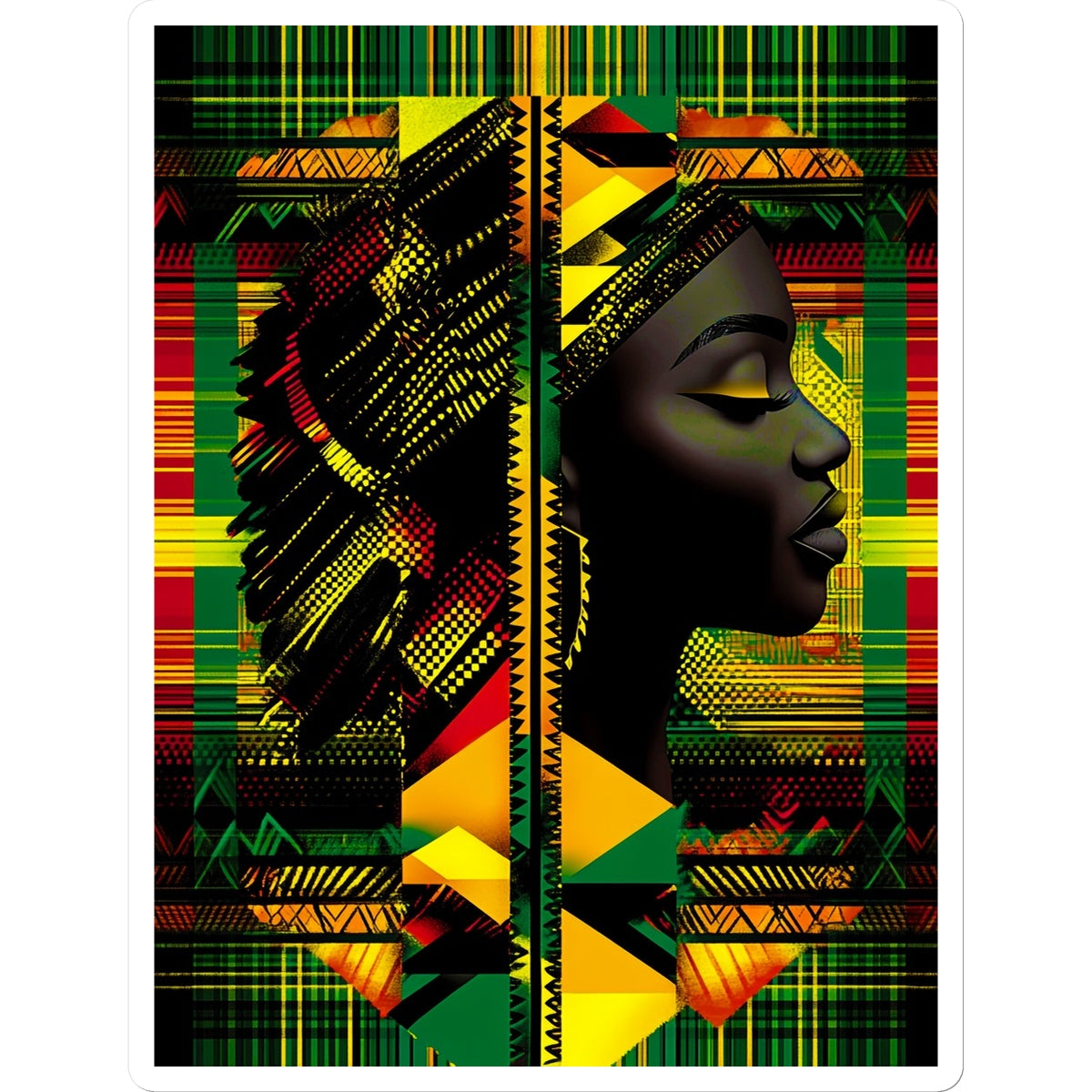 Abstract Red and Green Black Queen Fusion Sticker