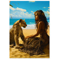 Seychelle Serenity: Golden Sand The Maiden and the LeopardAluminum Print by D'Sare