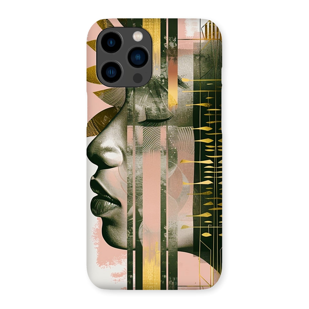 Echoes of Life: Afrocentric Meditation Peach and Gold Abstract Art Eclectic  Snap Phone Case