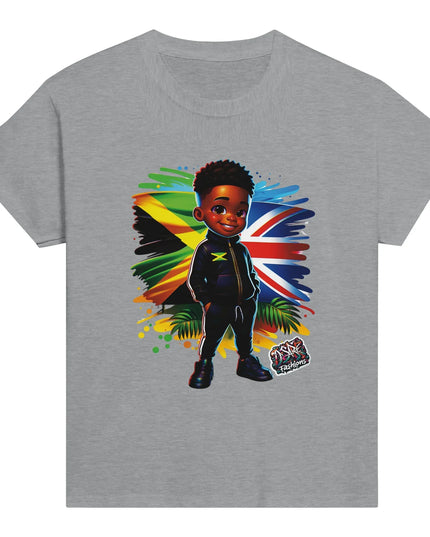 Jamaican Flag & Great Britain Flag Cultural Day Harmony: Classic Kids Crewneck T-shirt by D'Sare