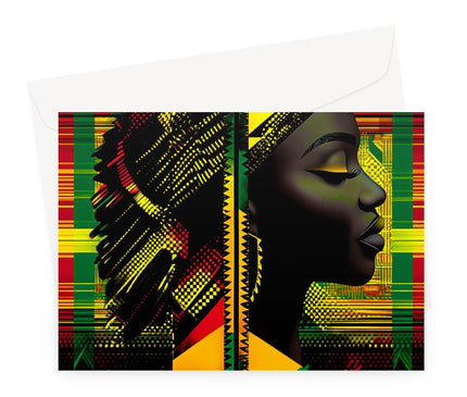 Abstract Red and Green Black Queen Fusion Greeting Card