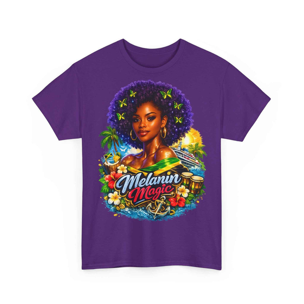 Melanin Magic Jamaica Portrait T-Shirt — Afrocentric Floral Tee