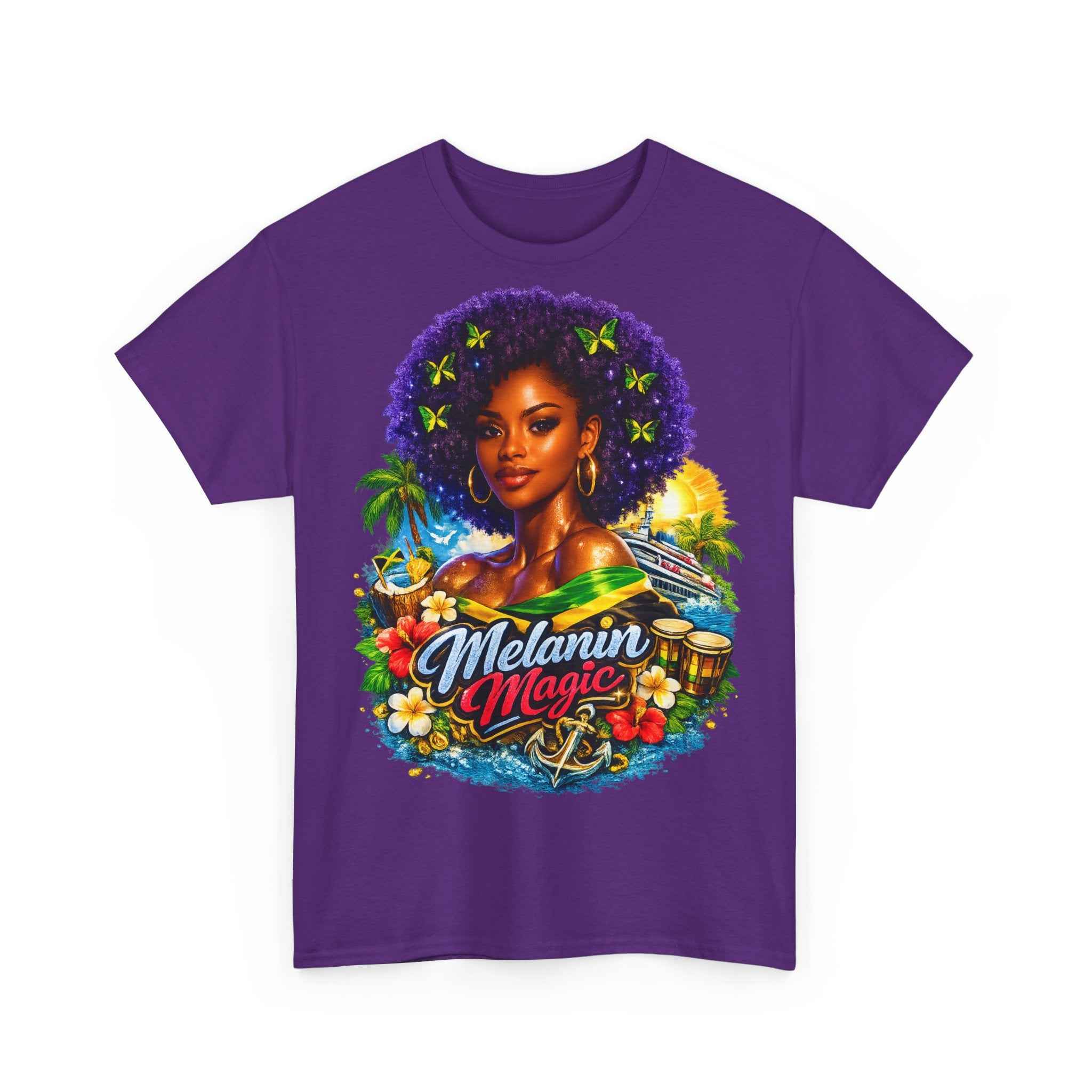 Melanin Magic Jamaica Portrait T-Shirt — Afrocentric Floral Tee