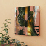 Echoes of Life:  Afrocentric Peach and Gold Abstract Art Eclectic Wall Clock - D'Sare