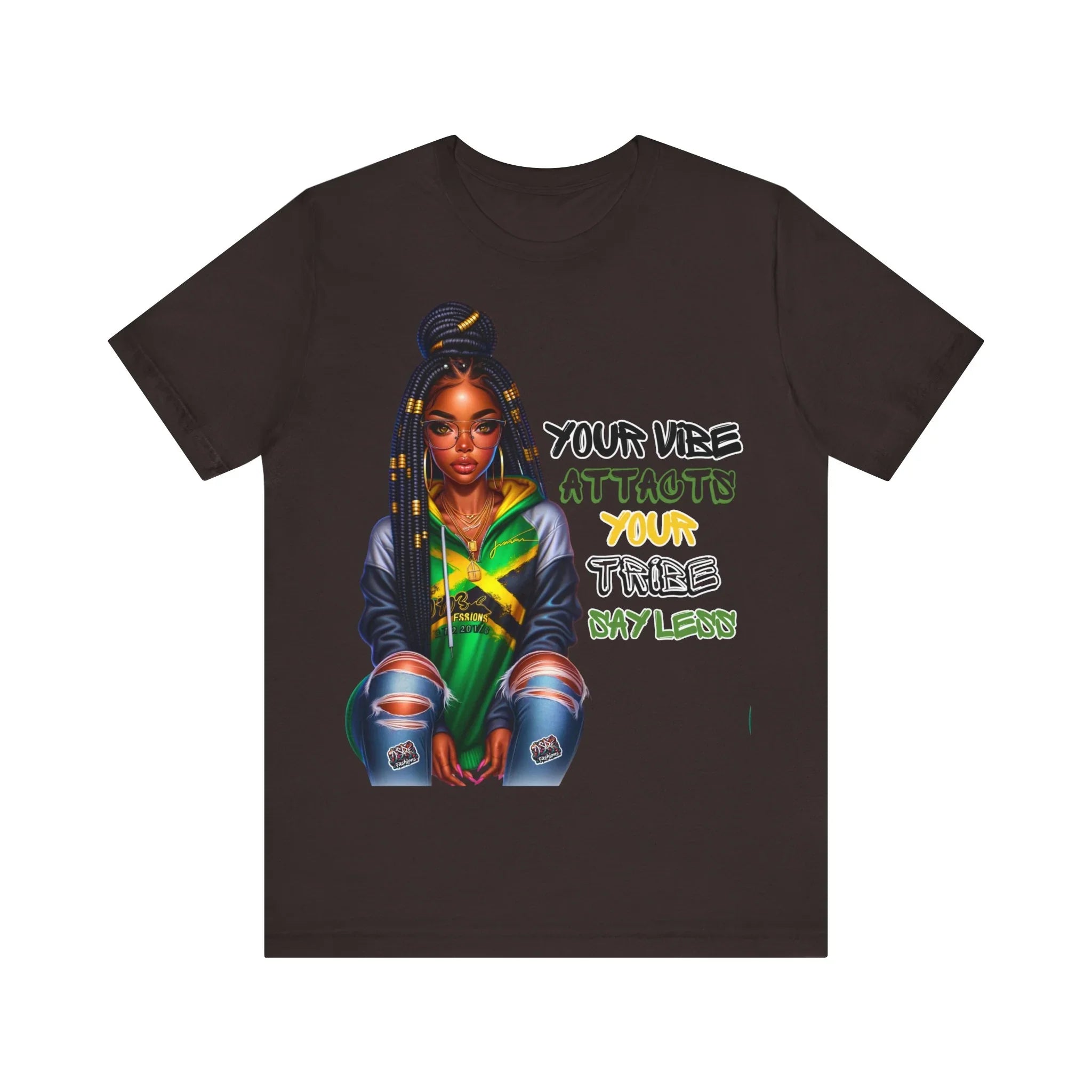 Jamaica Your Vibe Tribe T-Shirt  - Urban Streetwear with Inspirational Quote, Trendy Fashion Statement Sweatshirt, Chic Casual Wear Unisex Jersey Short Sleeve Tee - D'Sare