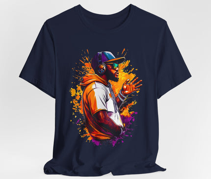 Urban Rapper Portrait Tee — Colorful Hip Hop Artist Graphic T-Shirt