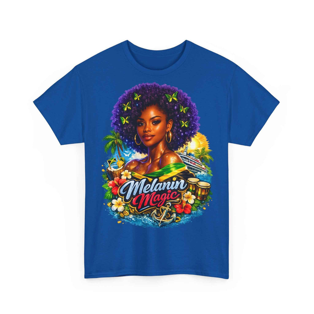 Melanin Magic Jamaica Portrait T-Shirt — Afrocentric Floral Tee