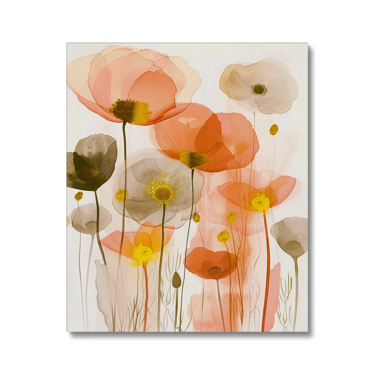 Poppy Echoes Golden Peach Escape 06 Eclectic Art Canvas - D'Sare