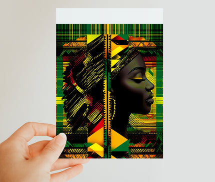 Abstract Red and Green Black Queen Fusion Classic Postcard
