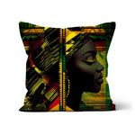 Abstract Red and Green Black Queen Fusion Cushion