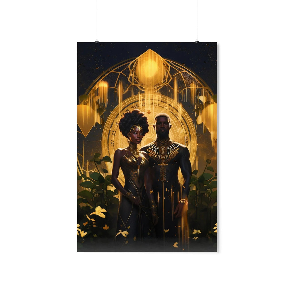 Eternal Love: Golden Black Couple Canvas Masterpiece Matte Vertical Posters - D'Sare 