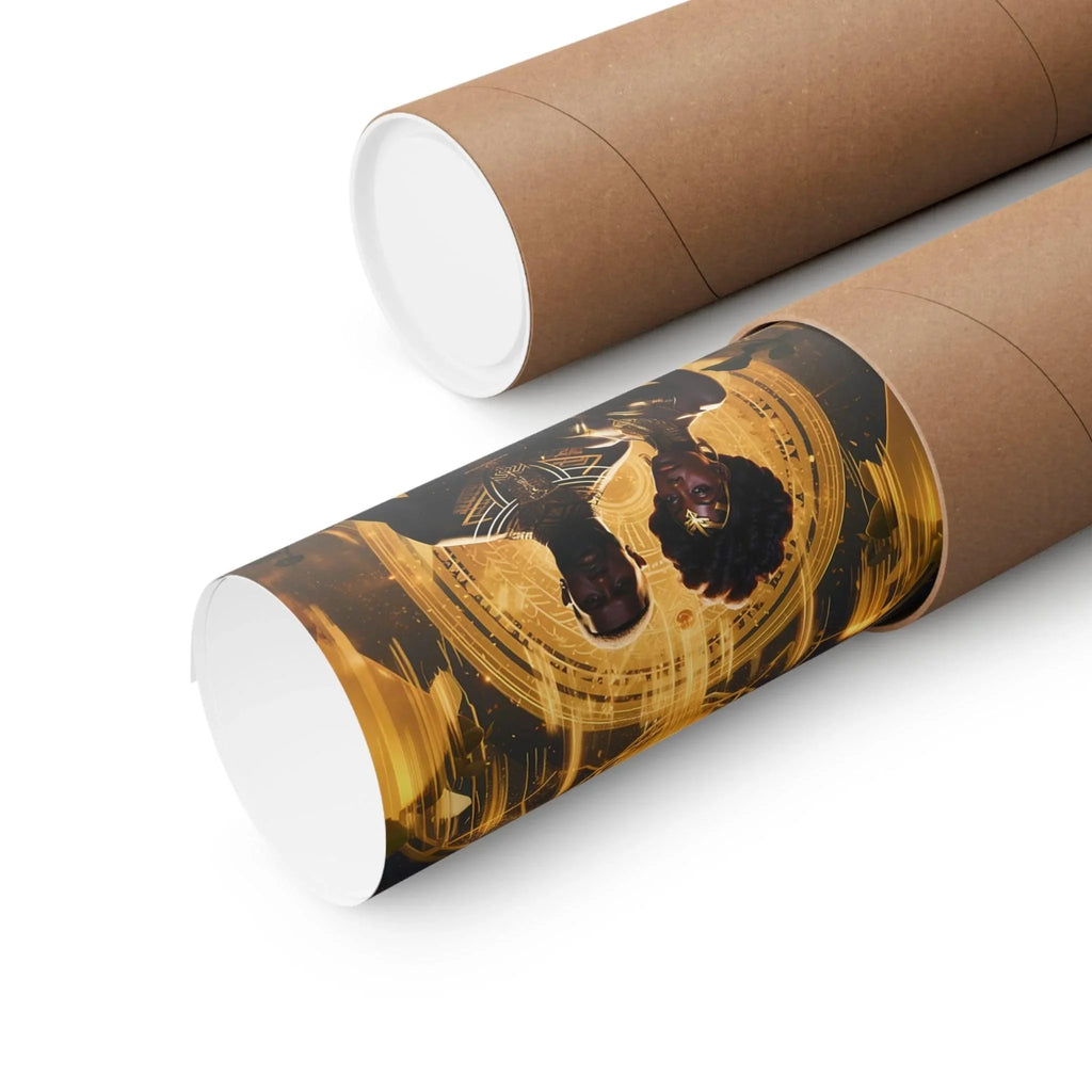 Eternal Love: Golden Black Couple Canvas Masterpiece Matte Vertical Posters - D'Sare 