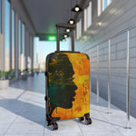 Golden Afrocentric Silhouette Suitcase - Stylish Luggage with Unique Design, Durable Travel Bag, Afrocentric Art Suitcase, Rolling Suitcase - D'Sare