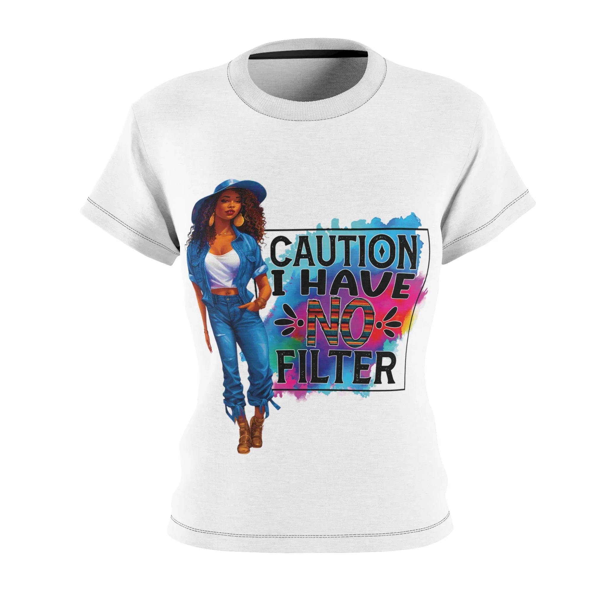Empowering Black Woman Gift - Caution I Have No Filter Women's Tee, Perfect Present For Her, Bold Statement Casual Top - D'Sare
