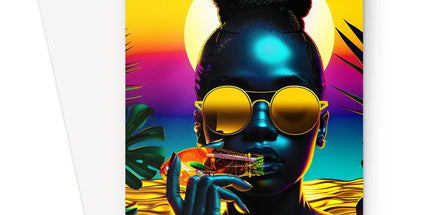 Tropical Sunset Dreams : Neon Vibes Greeting Card by Prodigi