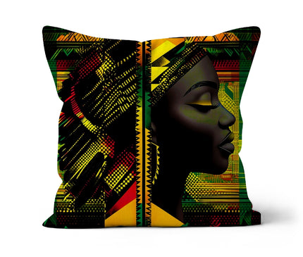 Abstract Red and Green Black Queen Fusion Cushion