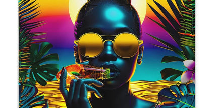 Tropical Sunset Dreams : Neon Vibes Glass Chopping Board by Prodigi