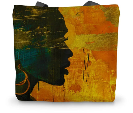 Golden Afrocentric Silhouette Canvas Tote Bag - D'Sare