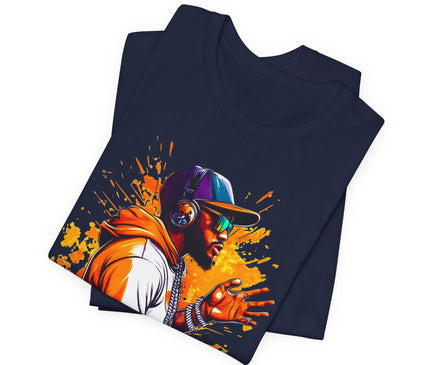 Urban Rapper Portrait Tee — Colorful Hip Hop Artist Graphic T-Shirt